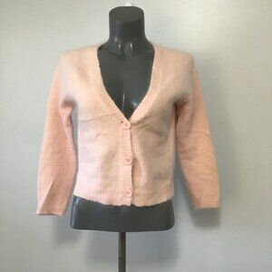 Nougat London Angora/Nylon Blend Button Front V-Neck Cardigan Size S